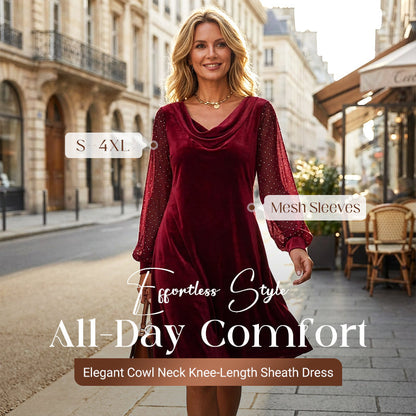 Damen-Kleidung mit knielanger Sheath mit Cowl Neck