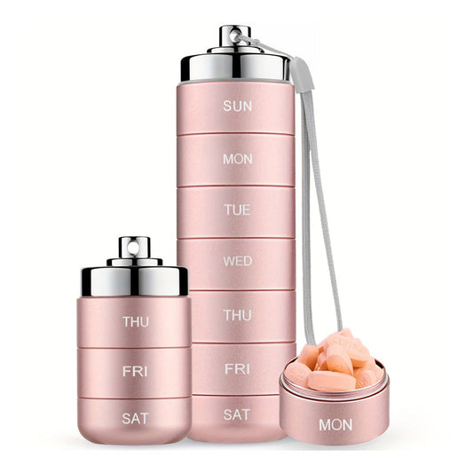 Tragbare, wasserdichte Aluminium-Pillenbox für 7 Tage