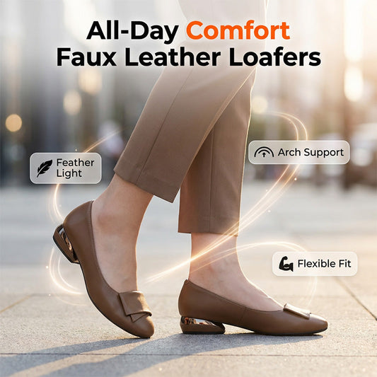 Leichte Loafer aus Kunstleder für Damen（Täglich ideal zum Tragen/Schützt Füße den ganzen Tag）